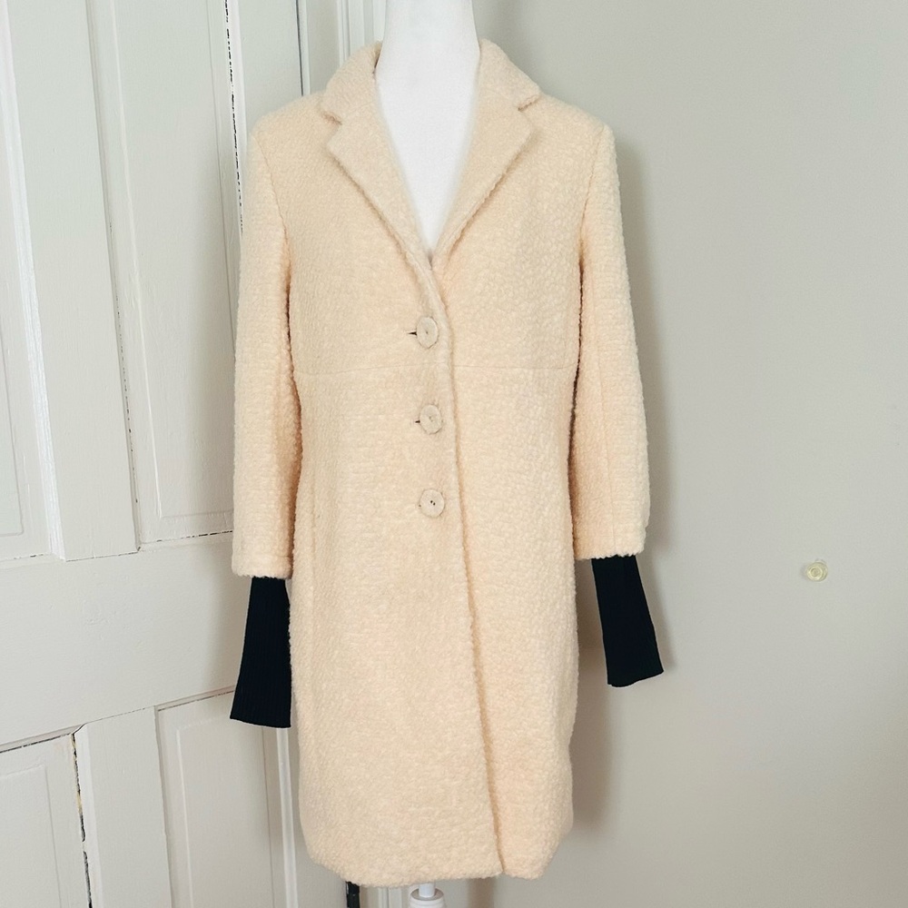 Cream Boucle Textured Coat Large EUC